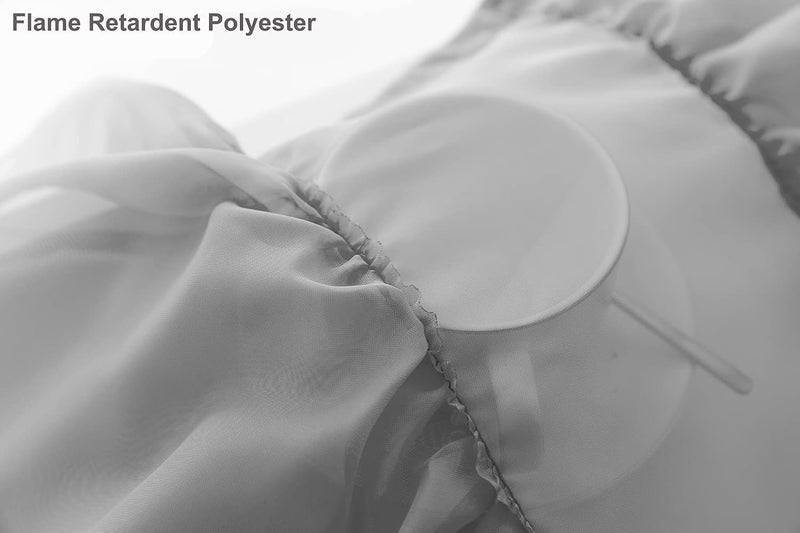 PearAge Ruffled Voile Semi Sheer Curtain Valance, Kitchen Living Room Shabby Chic Ruffle Valance Curtains, Girls Daughters Bedroom Cascade Window Valance Grey 50x16 Inches - Image 3